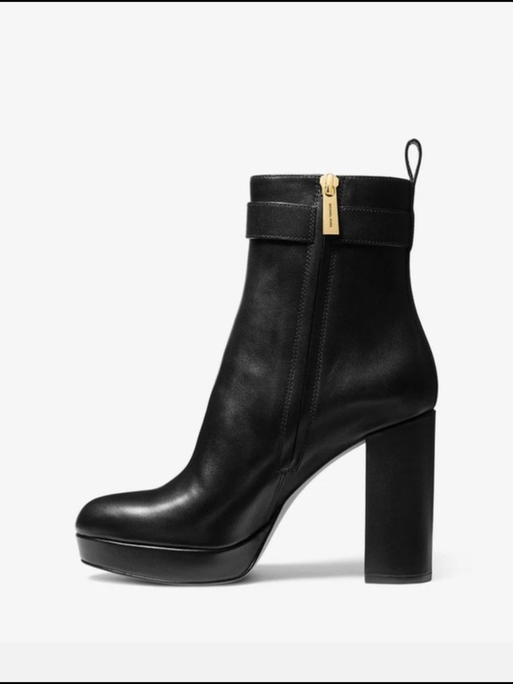 MICHAEL Michael Kors Black Leather Platform Ankle Boot - Picture 2 of 12